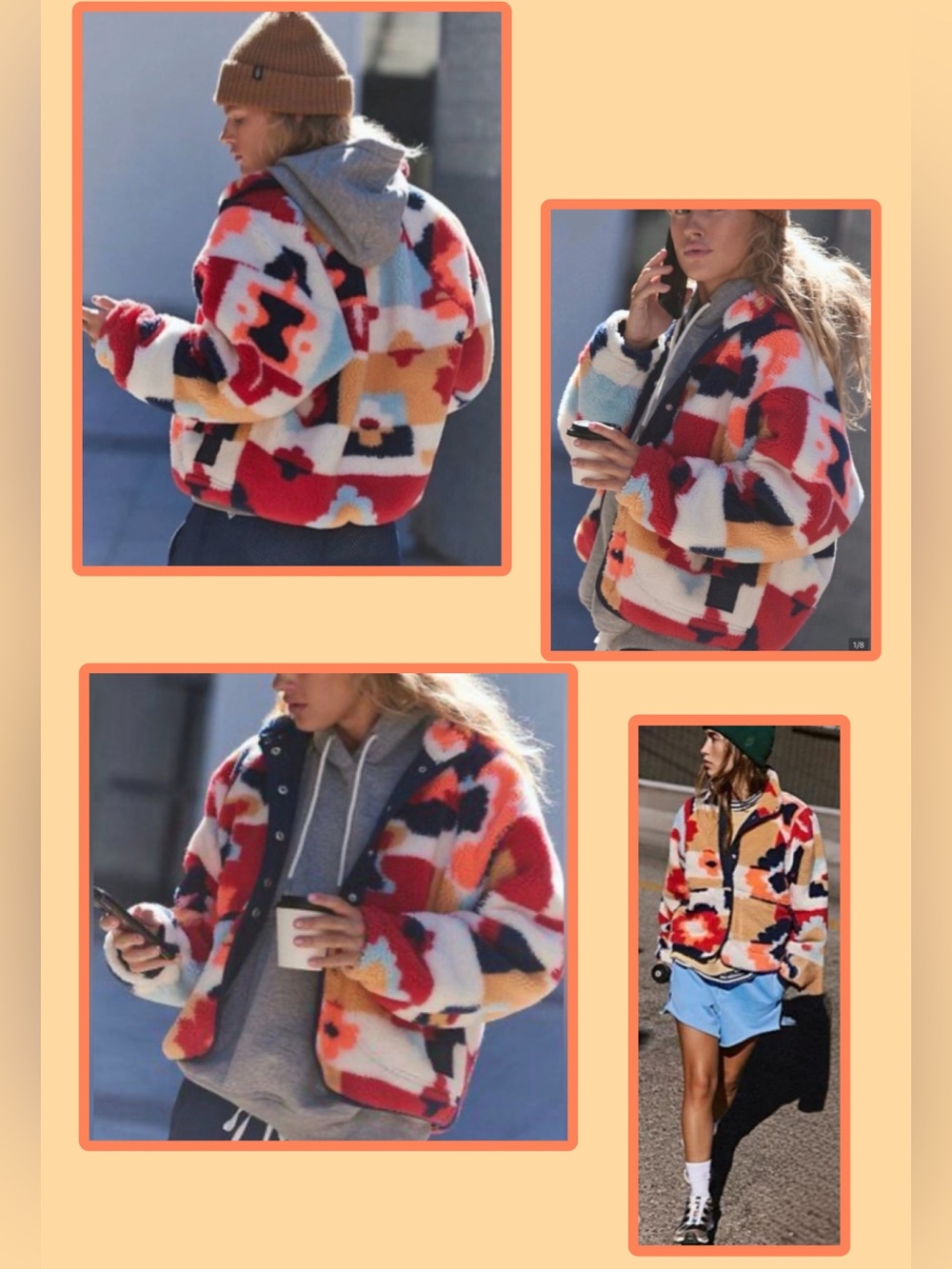 🆕 Free People Movement Hit The Slopes Printed Fleece Button Down Jacket $198 XS - Picture 2 of 16